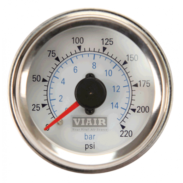 Манометр VIAIR 2 220 PSI, 2 контура, с подсветкой, белый